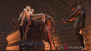 Cold-blooded orcs screw 18 pleasing teen cutie in darkness dungeon