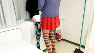 It's my stepsister's turn to clean her room. I costume up like a floozy and screw her.