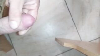 Stroking on the hotel large shlong jizz flow