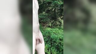 Walk exhibitionist in the forest
