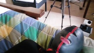 Hogtied and masked in nylons and high heels Tutored to be resigned and suck a knob