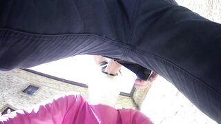 Laura on Heels amateur 2021 on pink outfit in outdoor oral and masked blowjob creampie