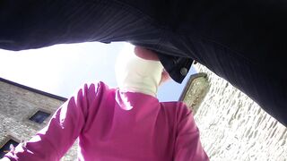 Laura on Heels amateur 2021 on pink outfit in outdoor oral and masked blowjob creampie