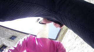 Laura on Heels amateur 2021 on pink outfit in outdoor oral and masked blowjob creampie