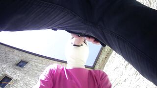 Laura on Heels amateur 2021 on pink outfit in outdoor oral and masked blowjob creampie