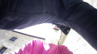 Laura on Heels amateur 2021 on pink outfit in outdoor oral and masked blowjob creampie