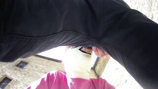 Laura on Heels amateur 2021 on pink outfit in outdoor oral and masked blowjob creampie