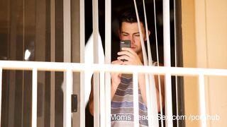 Teaches stepson how to screw