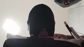 Fastened up, blindfolded and ballgagged mother i'd like to fuck gets screwed in her throat, cunt and butt