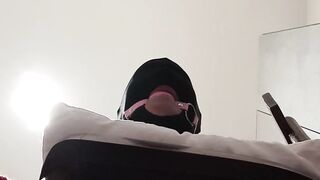 Fastened up, blindfolded and ballgagged mother i'd like to fuck gets screwed in her throat, cunt and butt