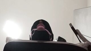 Fastened up, blindfolded and ballgagged mother i'd like to fuck gets screwed in her throat, cunt and butt