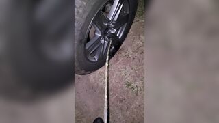 Pissing On Car Tire 《4k》