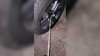 Pissing On Car Tire 《4k》