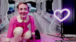 Remote Control Motorbunny Pink Latex Suit & Stripped Dildo Intimate w Dad a lot of Cumming & Groaning