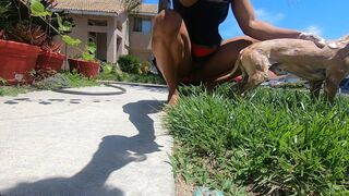 washing my puppy with my booty out