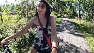 Riding a weenie nude on my bike in public