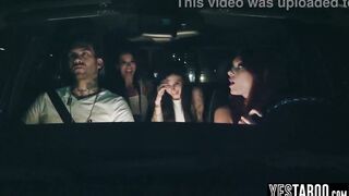 Small redhead hotty got railed in a hardcore foursome with her ghost allies