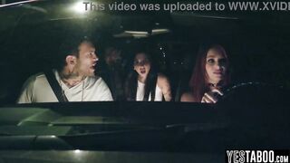 Small redhead hotty got railed in a hardcore foursome with her ghost allies