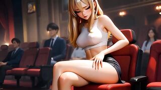 5on1 Blond Team fuck with Double Penetration in a Public Cinema - AI Generation Anal