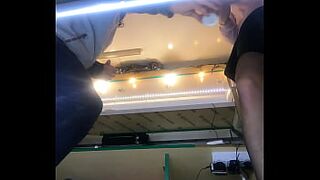 Silly hostess working in mini petticoat during winter