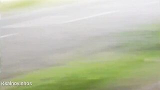 Risky masturbation with a glamorous redhead at the bus stop!