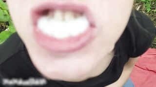 Public oral pleasure and cum in throat