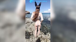 Tiny mother I'd like to fuck with petite butt teases on a bare beach previous to her 1st public sex