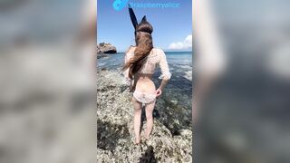 Tiny mother I'd like to fuck with petite butt teases on a bare beach previous to her 1st public sex