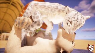 Fur three-some ends in creampie and squirting in intensive Wild Life sex