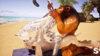 Fur three-some ends in creampie and squirting in intensive Wild Life sex