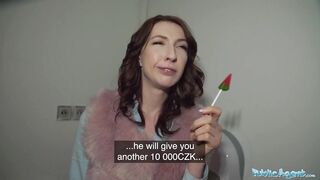 Public Agent Chanel Kiss  sucker is taken from behind after giving a worldclass oral job