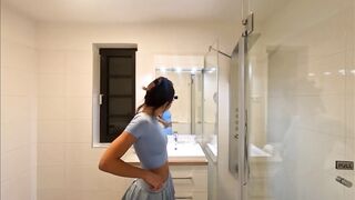 Braless large breasts Oriental cosplayer in her hawt flirty short mini petticoat flashes her pants previous to taking 'em off