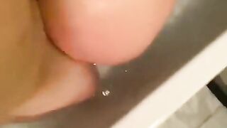 1st time try unfathomable mouth in baths!Footjob and Awesome blow job, amateur homemade