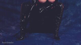 Latex Slavery and FemDom Fingering with Blond Rubber Mastix