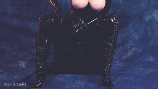 Latex Slavery and FemDom Fingering with Blond Rubber Mastix