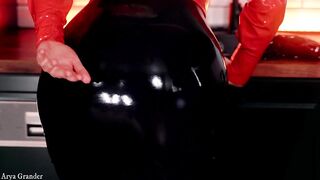 Excited Teacher mother I'd like to fuck in latex rubber suit.. not fast polishing curvy body.