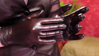 ASMR movie: medical nurse gloves with oil. Sounds triggers.