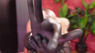 ASMR movie: medical nurse gloves with oil. Sounds triggers.