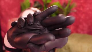 ASMR movie: medical nurse gloves with oil. Sounds triggers.