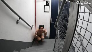 Publicly blindfolded and chained + fingering til climax - XBIZ Thank U Vid