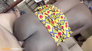 Amateur Darksome Skin Ebony Honey Rides BWC After Coarse Mouth Bang In Casting