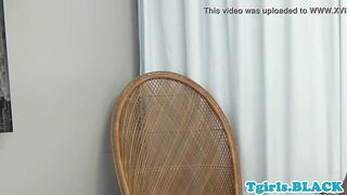 Tranny black jerking off her inflexible knob