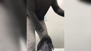 Public restroom changing panties decided to drain the weenie real quick
