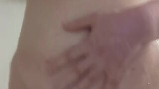 Thicc Pale Cutie Plays With Her Taut Bald Snatch and Large Titties in the Shower