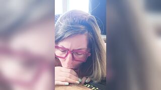 Listen to the sounds of her mouth with a shlong in it