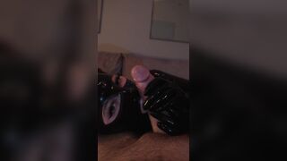 POV worshipping his oiled up dong until that guy cums