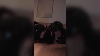 POV worshipping his oiled up dong until that guy cums