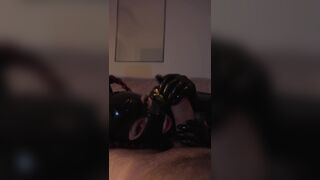 POV worshipping his oiled up dong until that guy cums