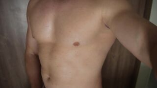 Sporty man having joy at night