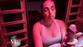 Edging my work out partner with a carnal tugjob in the sauna